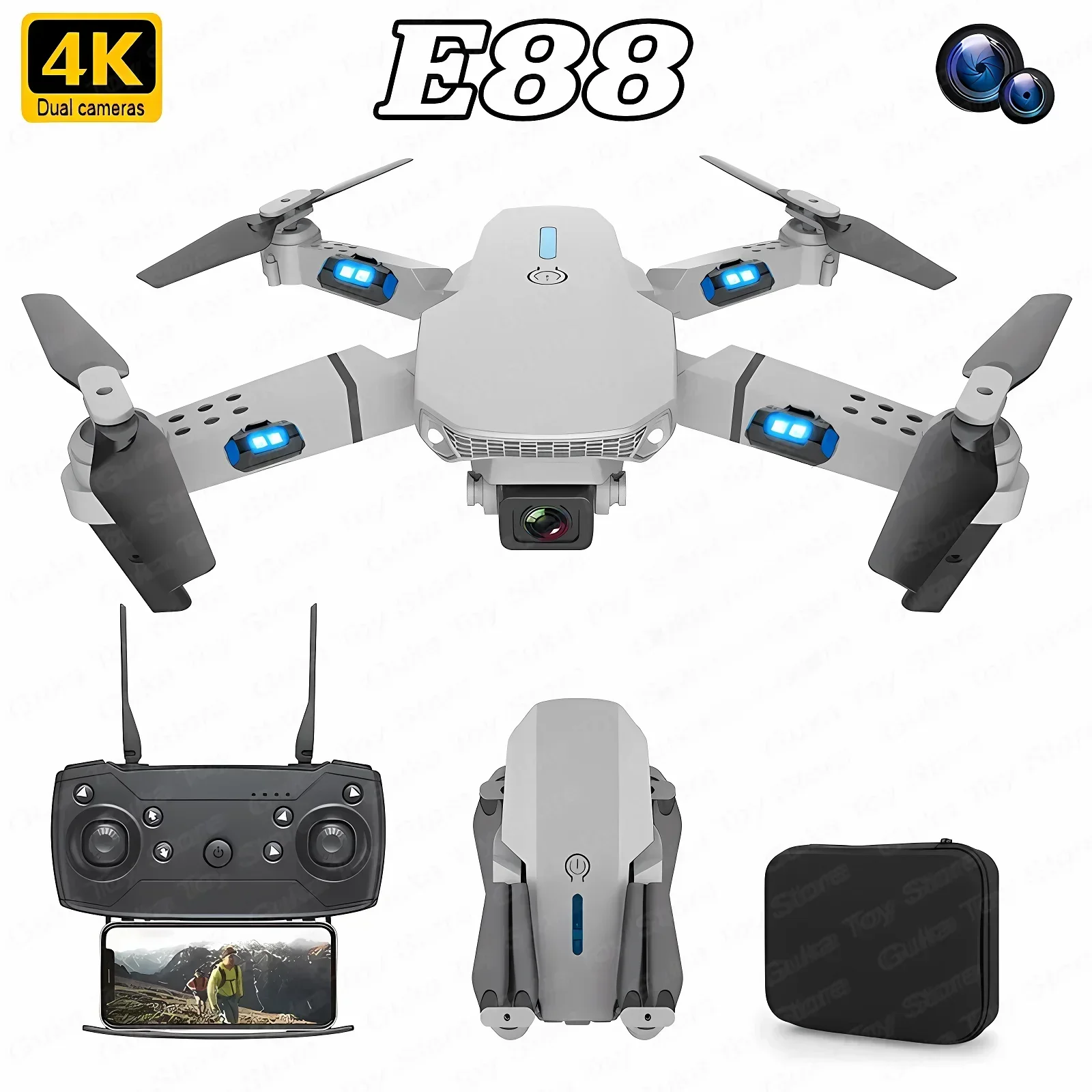 E88 pro wifi fpv drone grande  - Drone Camera Mount avaliação e preço